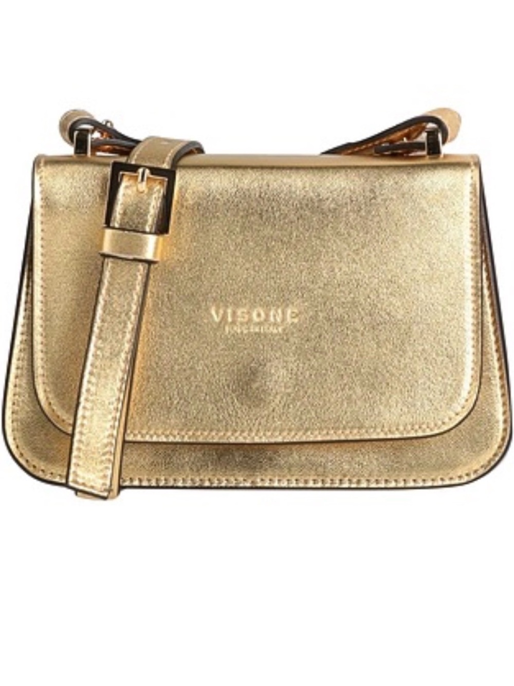 NEW Visone Handbag Gold Metallic Crossbody Purse